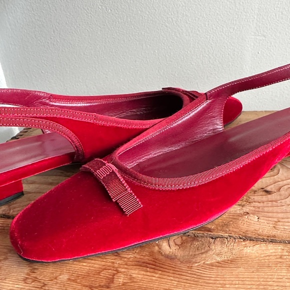 Doen Cossima Slingback Red Velvet Flats Size 41 - Picture 9 of 16